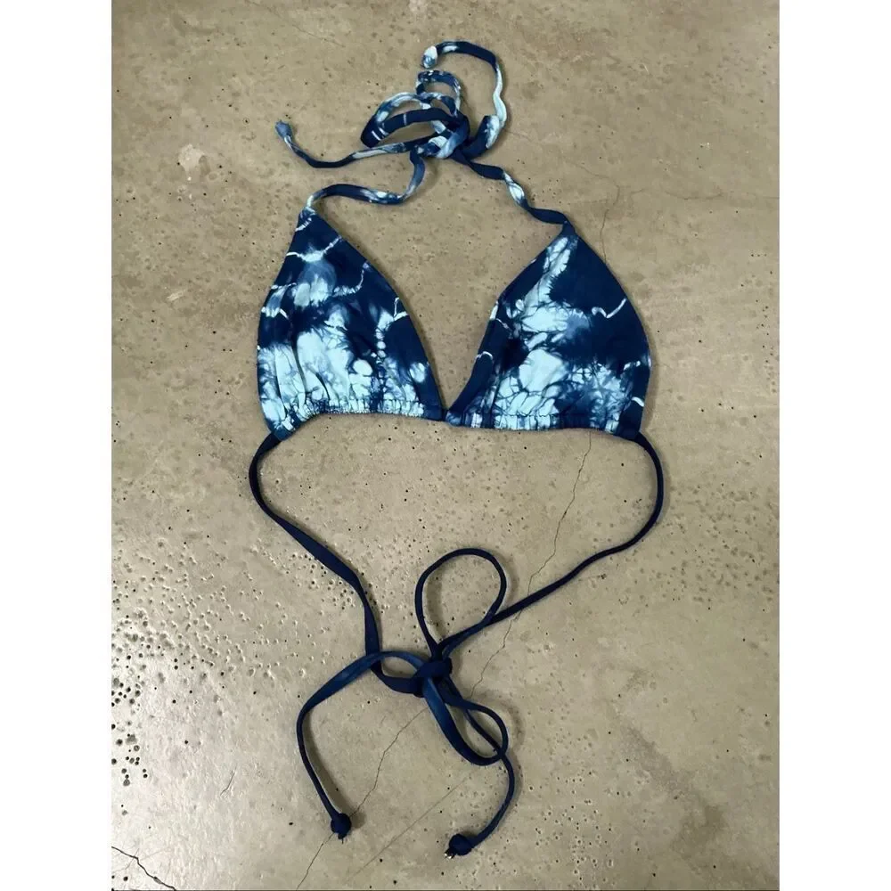 Frankie's Bikinis × Sofia Richie Tie Dye Triangle Top | Blue in XS